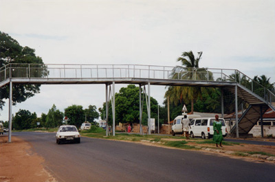 photo of steel pedestrian bridge