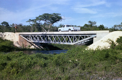 photo of steel through truss bridge