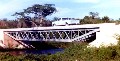 photo of steel over truss bridge